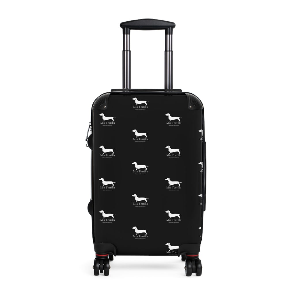 Mia Tortilla Suitcase — Dachshund Hard Shell Travel Luggage Allover logo