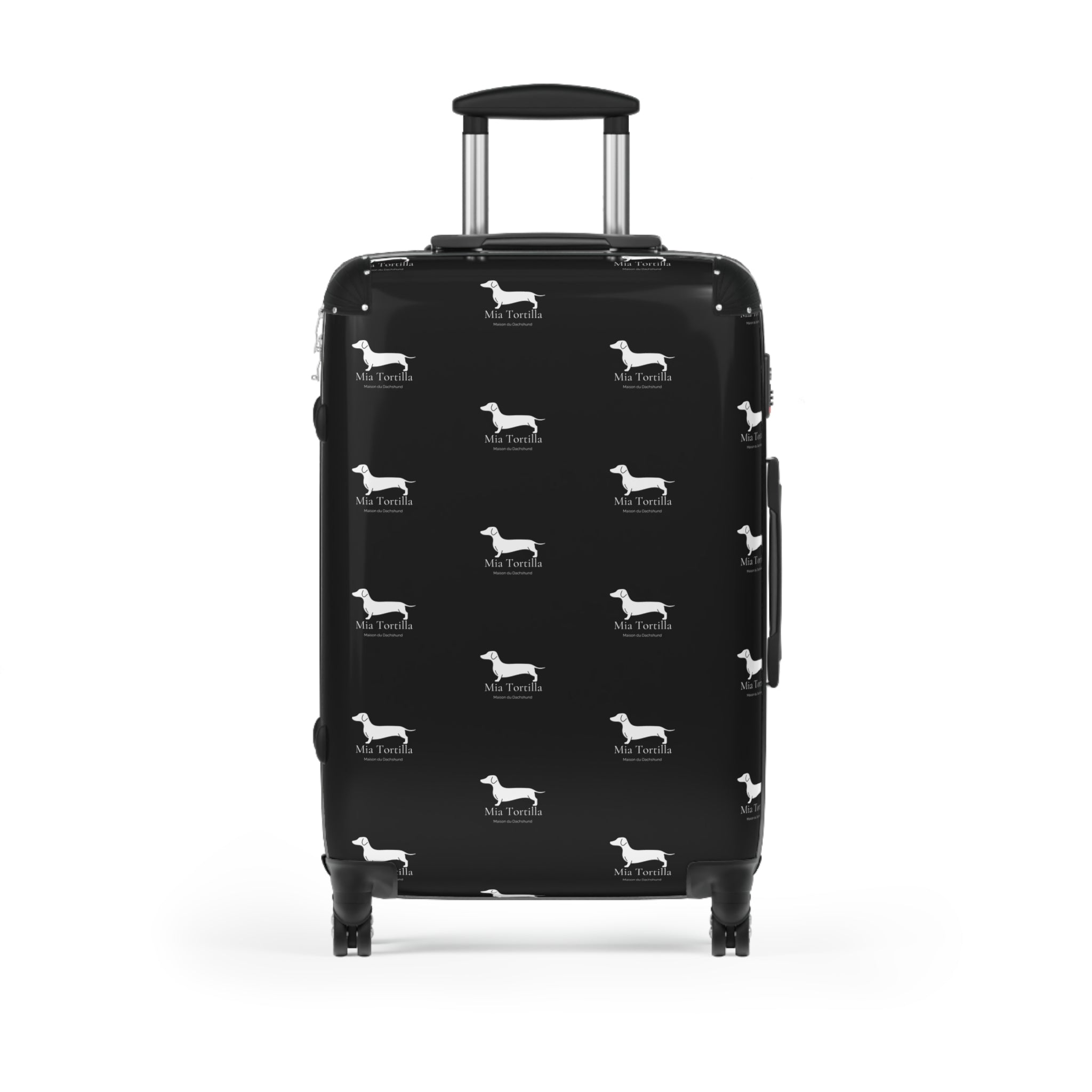 Mia Tortilla Suitcase — Dachshund Hard Shell Travel Luggage Allover logo